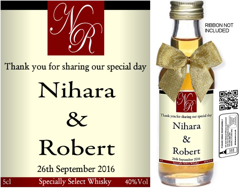 Personalised Alcohol Miniatures | Wedding Favour Label 43 - Click Image to Close